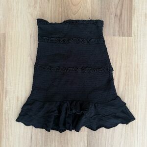 Olivaceous Black Ruffled Smoked Skirt